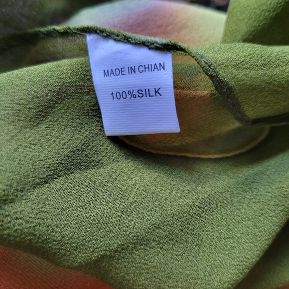 *SOLD* 2 PIECE Beautiful 100% silk poncho Mustard Yellow Shrug/kimono 2X-3X - Picture 9 of 15